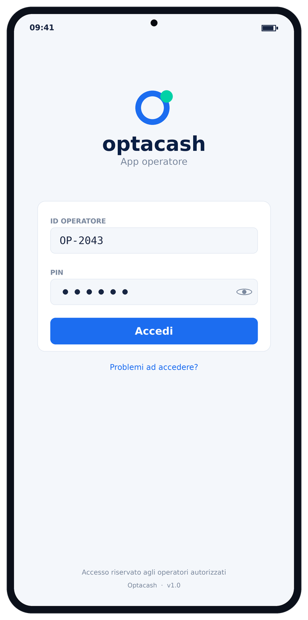 App Optacash — accesso operatore
